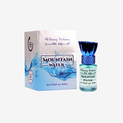 Al-Burooj Perfumes Mountain Water Roll-On Attar, 6ml, Alcohol-Free, Aquatic Marine Citrus Fragrance, Unisex