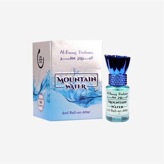 Al-Burooj Perfumes Mountain Water Roll-On Attar, 6ml, Alcohol-Free, Aquatic Marine Citrus Fragrance, Unisex