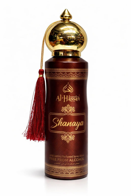 Al-Hassan Shanaya Perfumed Body Spray - Alcohol Free Fragrance, 200ml, Unisex Arabian Scent