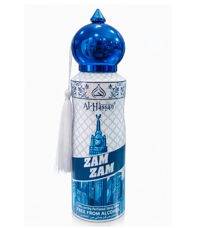 Al-Hassan Zam Zam Perfumed Spray - Alcohol-Free Arabic Body Spray, 200ml, Unisex Oriental Fragrance