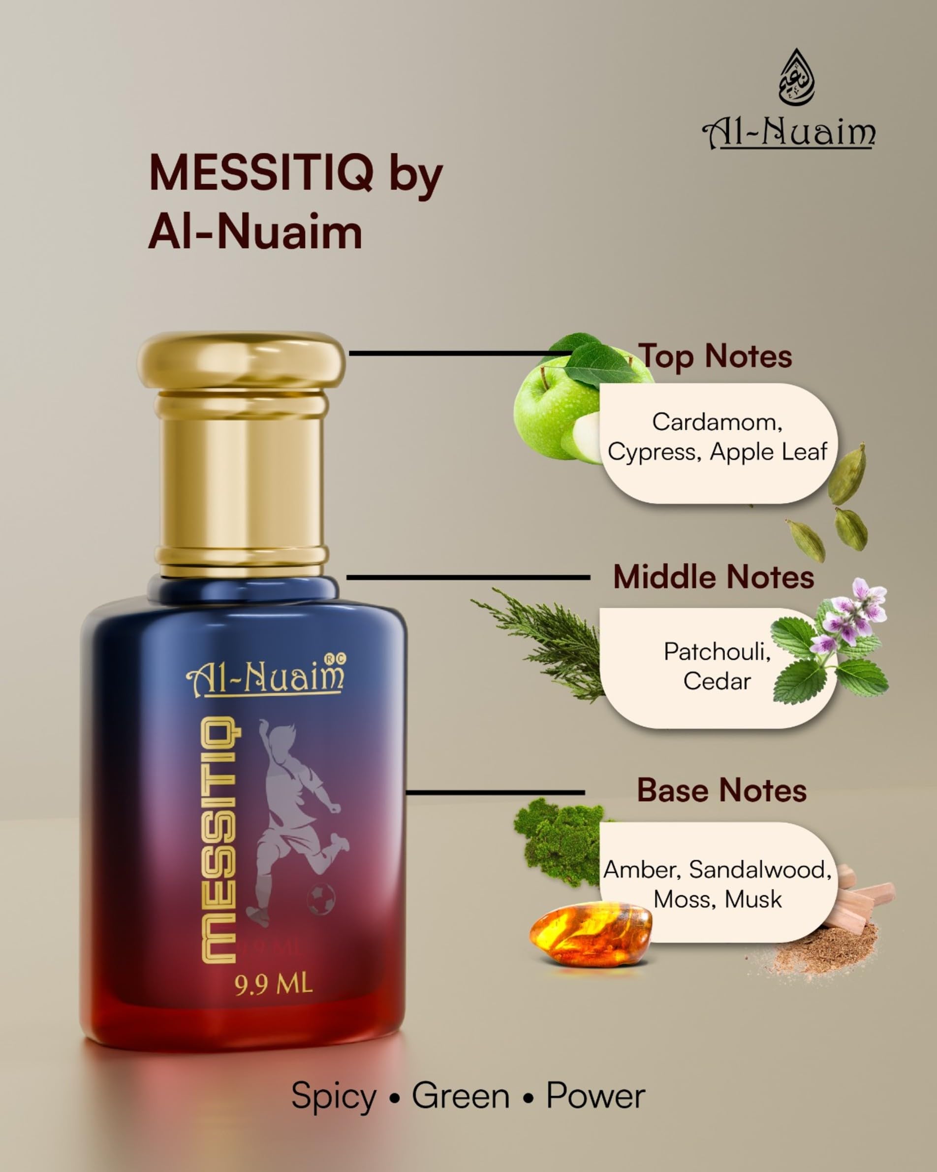 Al-Nuaim Amer Series | Messitiq Alcohol Free Roll On Men and Women Attar | Long Lasting Unisex Fragrance - 9.9ml - back view