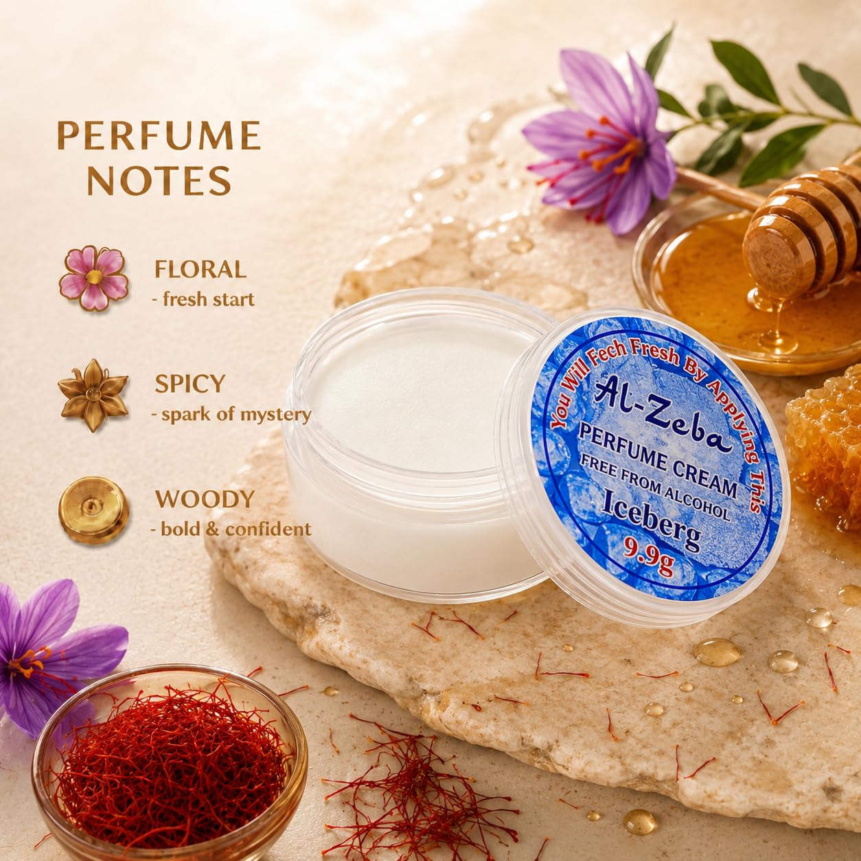 Al-Zeba Solid Perfume Cream, 9.9g, Alcohol-Free, Unisex Travel Fragrance, Compact Jar - front view (12)