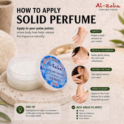 Al-Zeba Solid Perfume Cream, 9.9g, Alcohol-Free, Unisex Travel Fragrance, Compact Jar - packaging (14)
