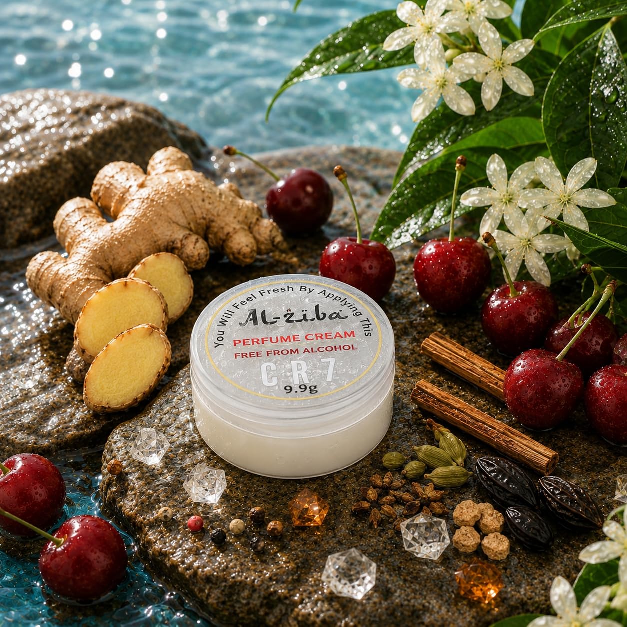Al-Zeba Solid Perfume Cream, 9.9g, Alcohol-Free, Unisex Travel Fragrance, Compact Jar - back view