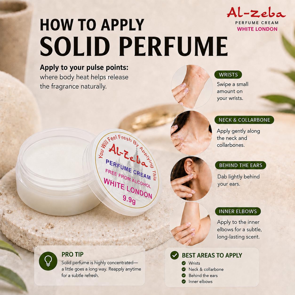 Al-Zeba Solid Perfume Cream, 9.9g, Alcohol-Free, Unisex Travel Fragrance, Compact Jar - packaging (30)