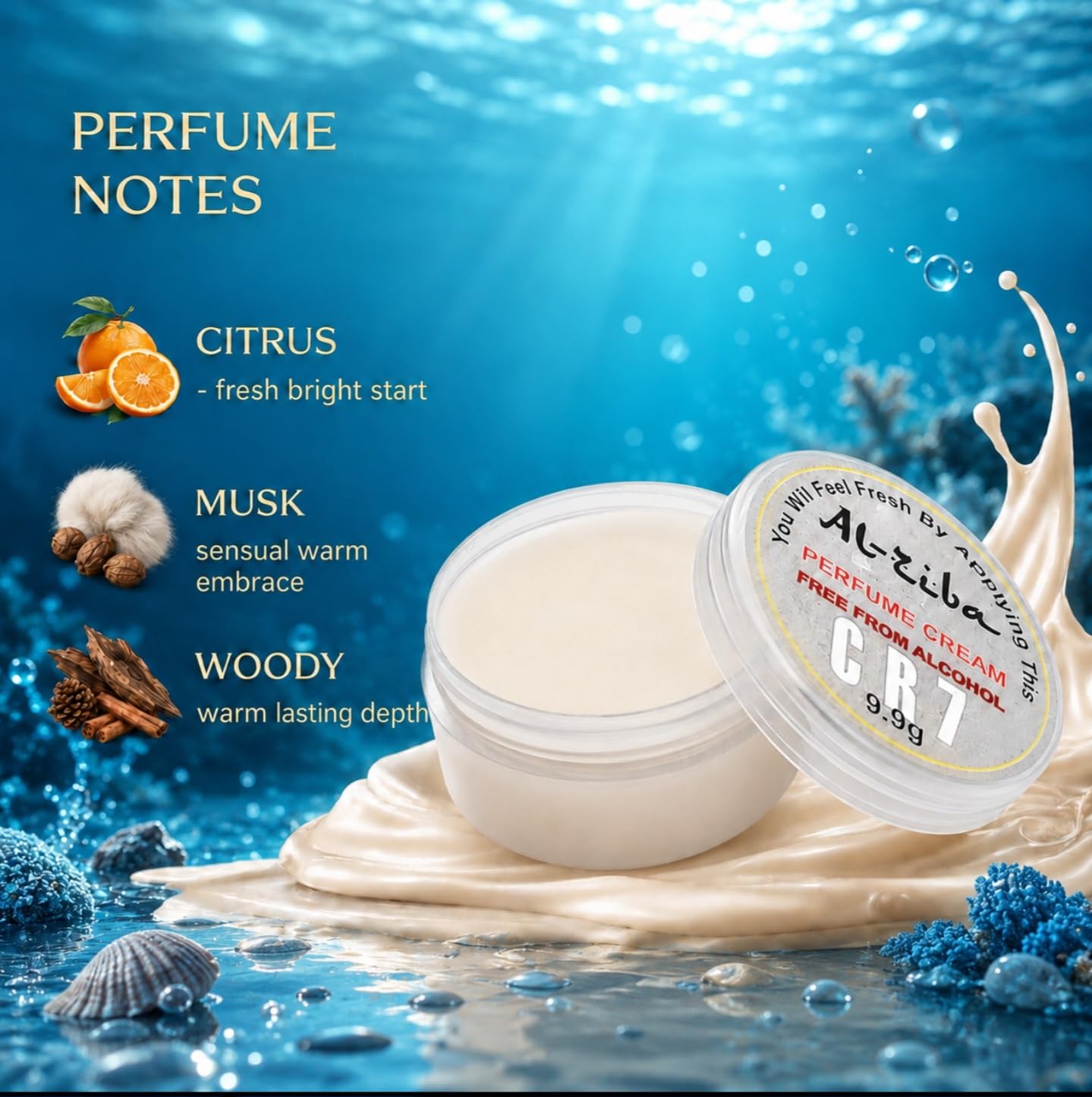 Al-Zeba Solid Perfume Cream, 9.9g, Alcohol-Free, Unisex Travel Fragrance, Compact Jar - packaging