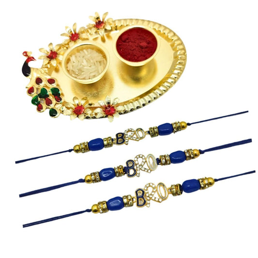 Alaukik Rakhi Bracelet Gift Set for Adults, Unisex Handmade Raksha Bandhan Bracelets with Zari and Stone Work