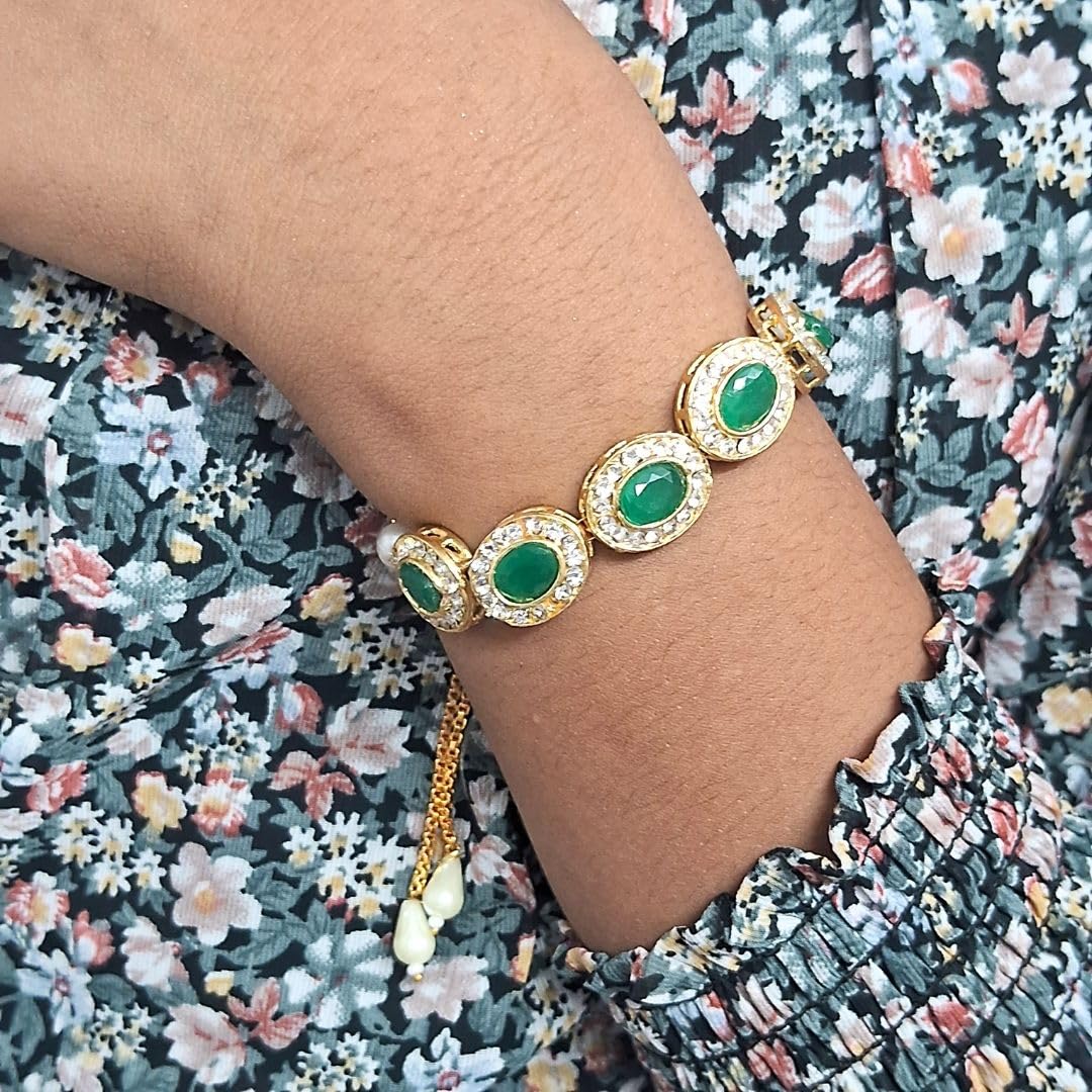 Alaukik Rakhi Bracelet Gift Set for Adults, Unisex Handmade Raksha Bandhan Bracelets with Zari and Stone Work - label detail 