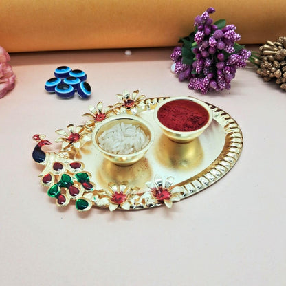 Alaukik Rakhi Bracelet Gift Set for Adults, Unisex Handmade Raksha Bandhan Bracelets with Zari and Stone Work - back view