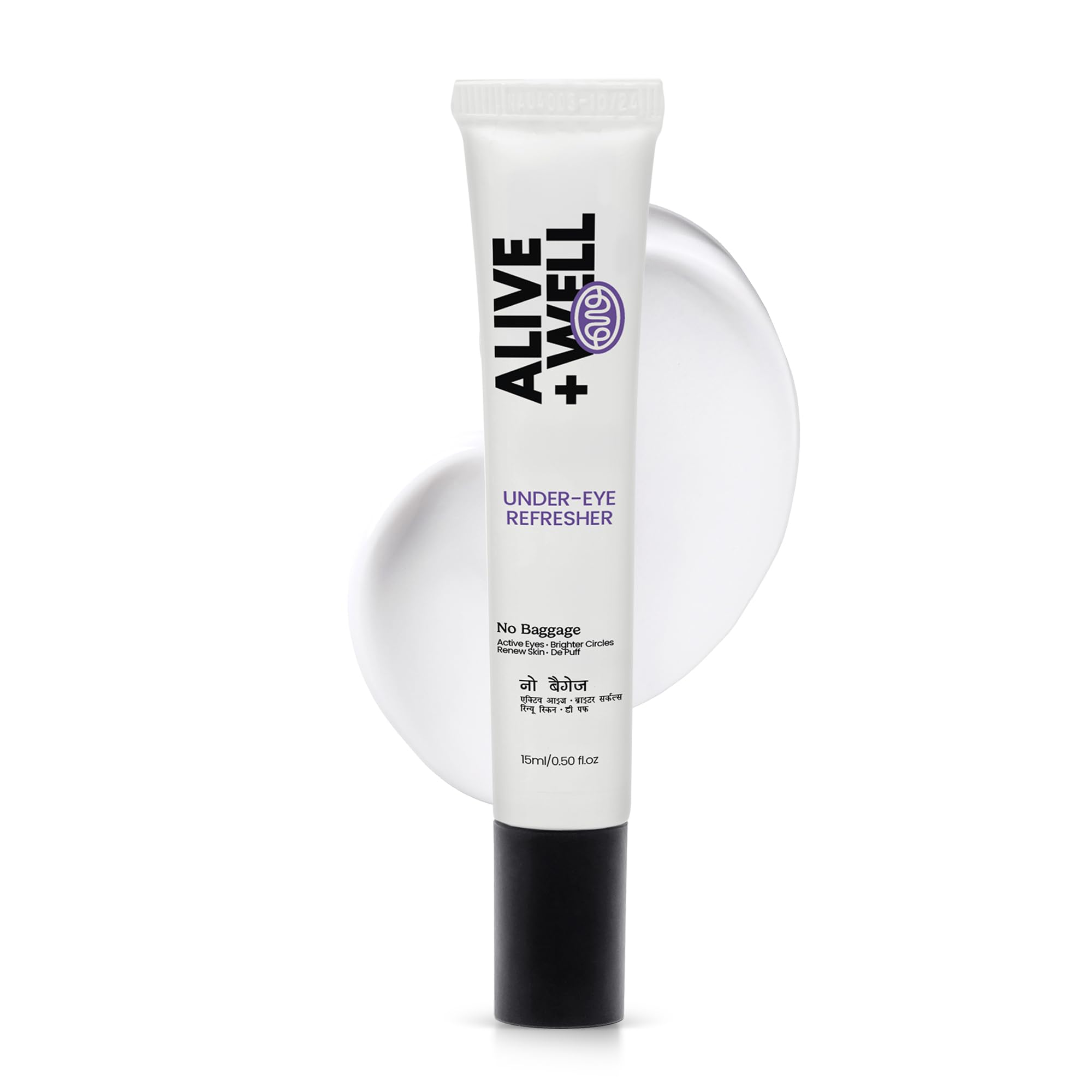 Alive & Well No Baggage Under Eye Cream Gel, 15ml, Vitamin K, Caffeine, Allantoin & Tripeptides, Dermatologist Formulated, Co