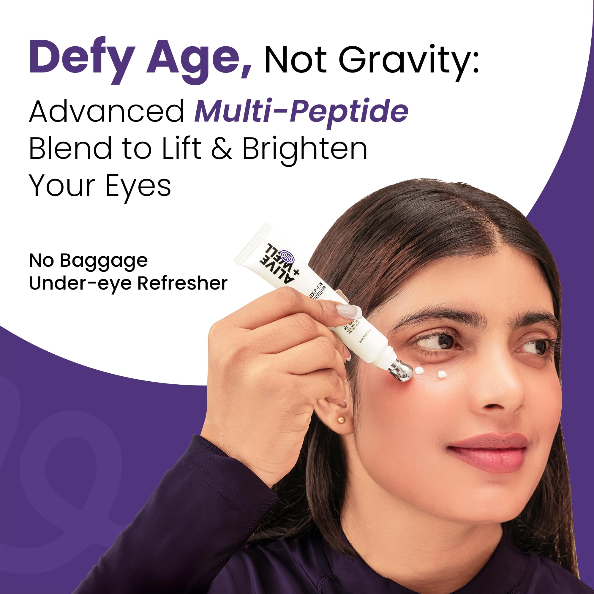 Alive & Well No Baggage Under Eye Cream Gel, 15ml, Vitamin K, Caffeine, Allantoin & Tripeptides, Dermatologist Formulated, Co