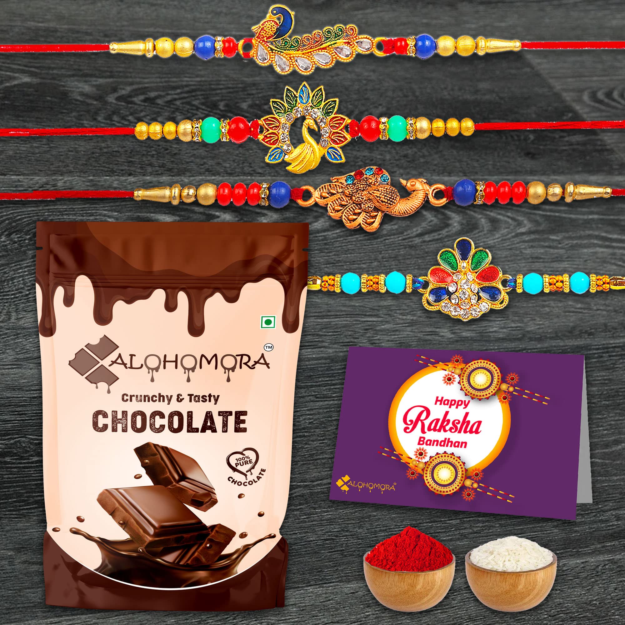 Alohomora Designer Peacock Rakhi For Rakshabandhan | Rakhi For Brother | Rakhi | Rakhi Combo | Set Of 4 Rakhi | Rakhi Gift | 