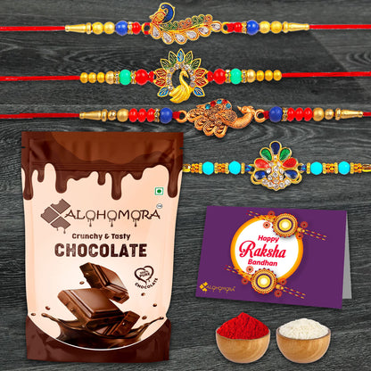 Alohomora Designer Peacock Rakhi For Rakshabandhan | Rakhi For Brother | Rakhi | Rakhi Combo | Set Of 4 Rakhi | Rakhi Gift | 