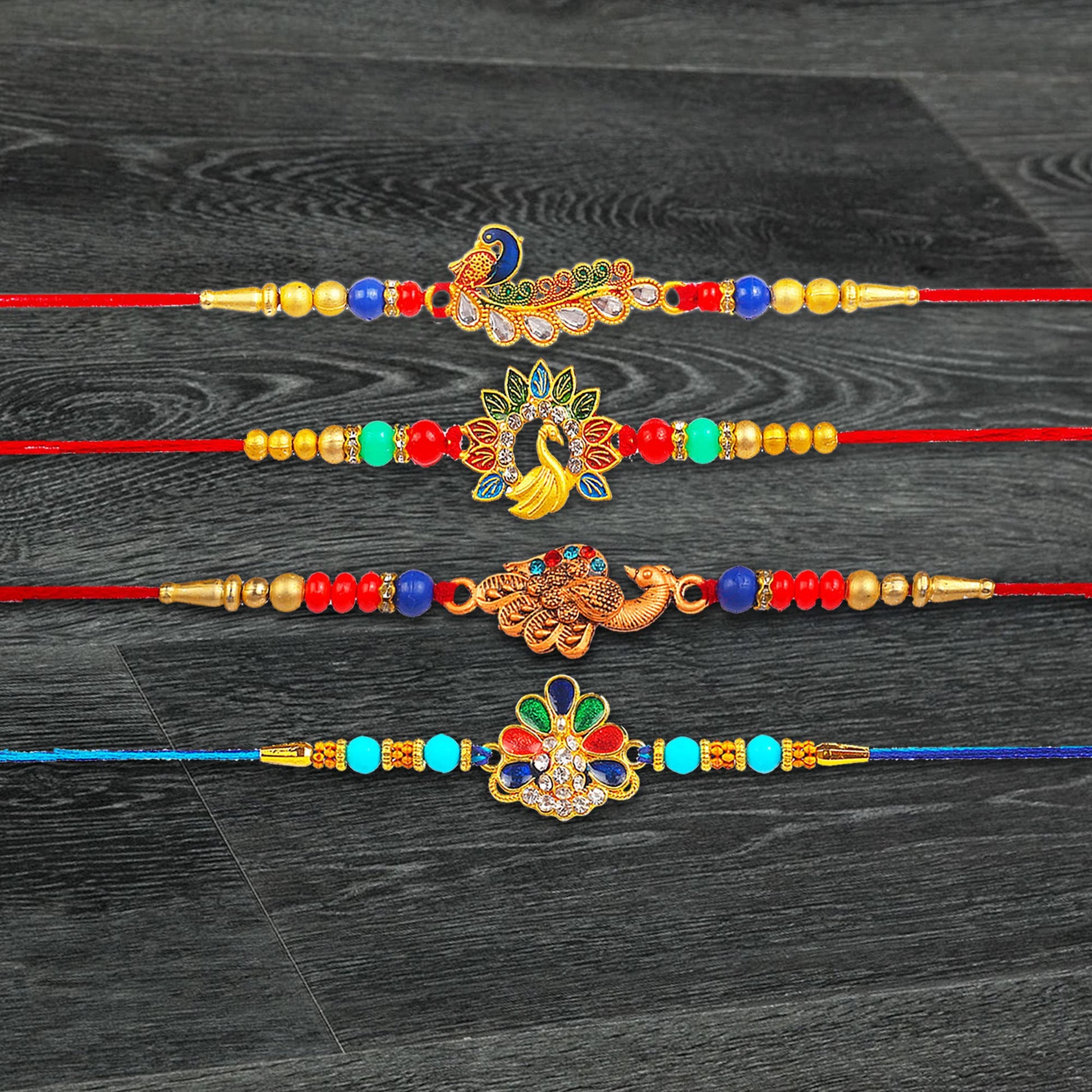 Alohomora Designer Peacock Rakhi For Rakshabandhan | Rakhi For Brother | Rakhi | Rakhi Combo | Set Of 4 Rakhi | Rakhi Gift | 