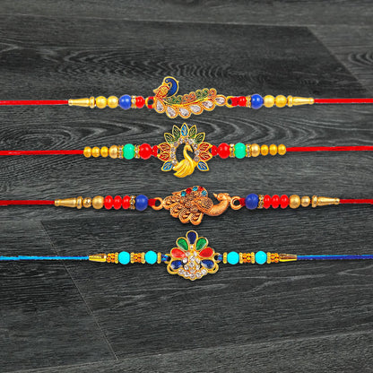 Alohomora Designer Peacock Rakhi For Rakshabandhan | Rakhi For Brother | Rakhi | Rakhi Combo | Set Of 4 Rakhi | Rakhi Gift | 