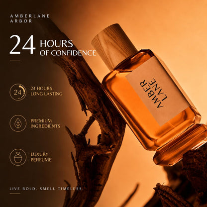 Amberlane Arbor Eau de Parfum, Unisex, Warm Amber, Spicy Leather & Woody Notes, Long-Lasting Fragrance - back view (10)