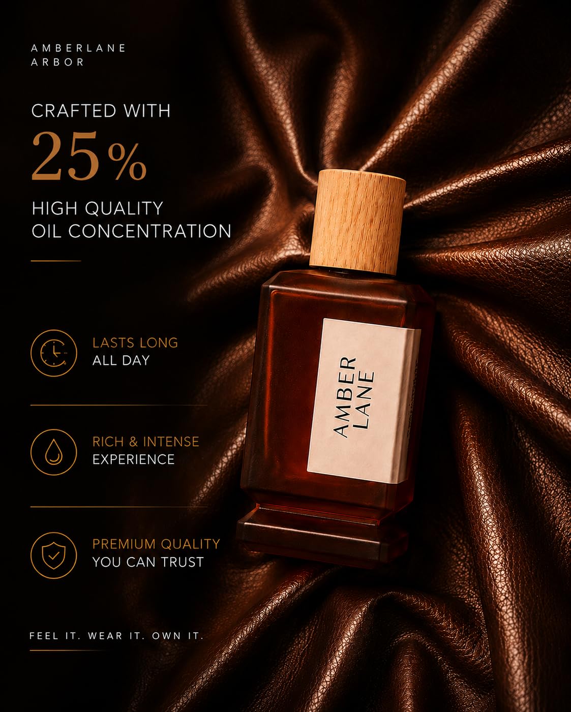 Amberlane Arbor Eau de Parfum, Unisex, Warm Amber, Spicy Leather & Woody Notes, Long-Lasting Fragrance - packaging (11)