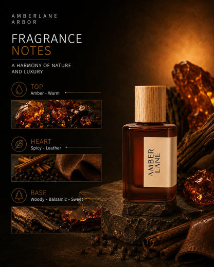 Amberlane Arbor Eau de Parfum, Unisex, Warm Amber, Spicy Leather & Woody Notes, Long-Lasting Fragrance - front view