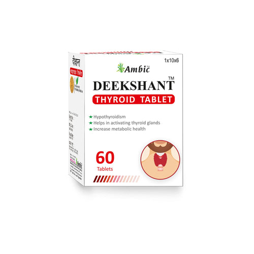 Ambic Deekshant Thyroid Ayurvedic Tablets, 60 Count, Ashwagandha KSM-66 with Zinc and Selenium