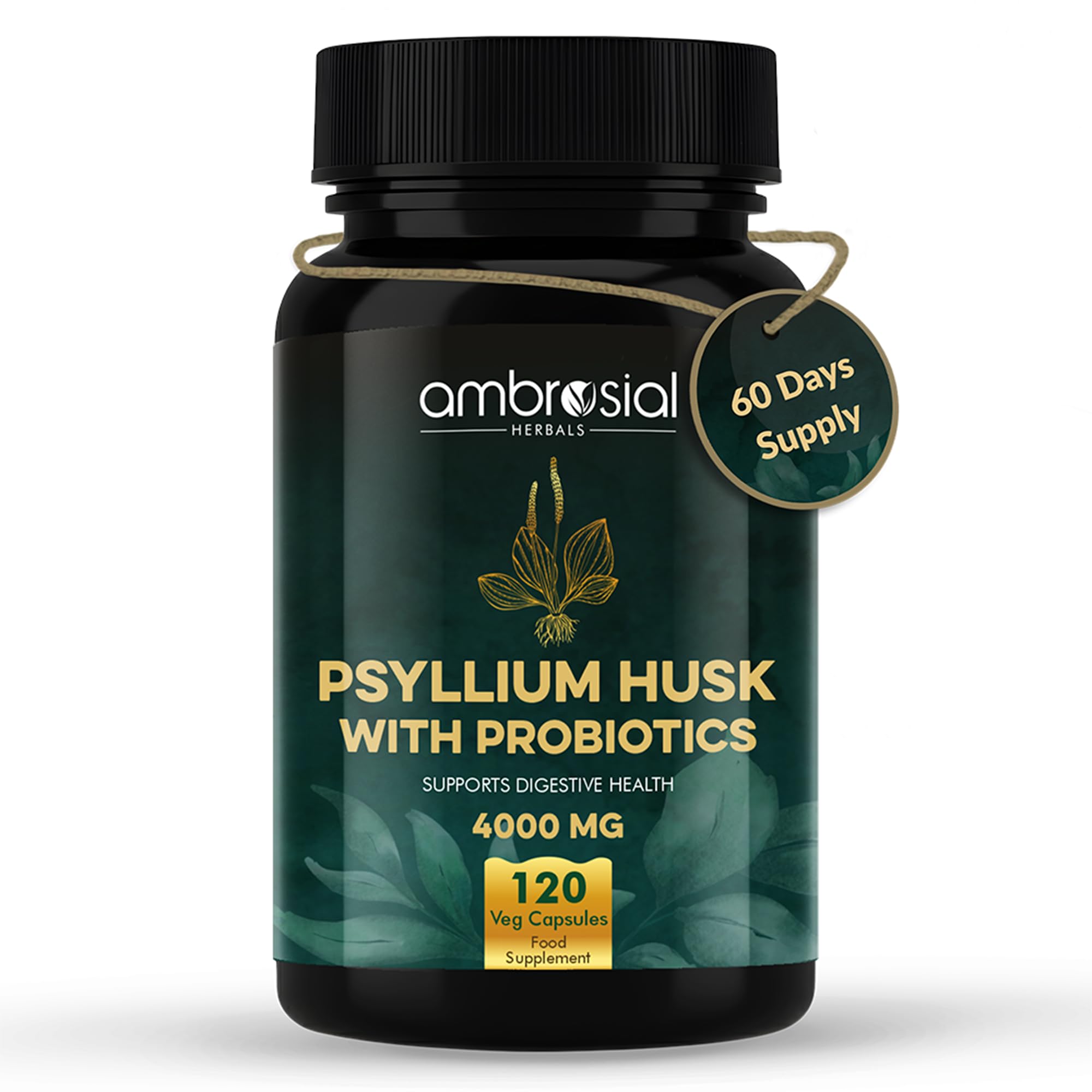 Ambrosial Psyllium Husk Capsules - 4000 MG with Probiotics: and Revitalize Your Digestive System with Natural Fiber Support -