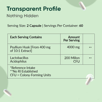 Ambrosial Psyllium Husk Capsules - 4000 MG with Probiotics: and Revitalize Your Digestive System with Natural Fiber Support -