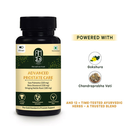 AMRAJ Herbal Supplement Capsules with Saw Palmetto, Beta Sitosterol & Ayurvedic Herbs - front view