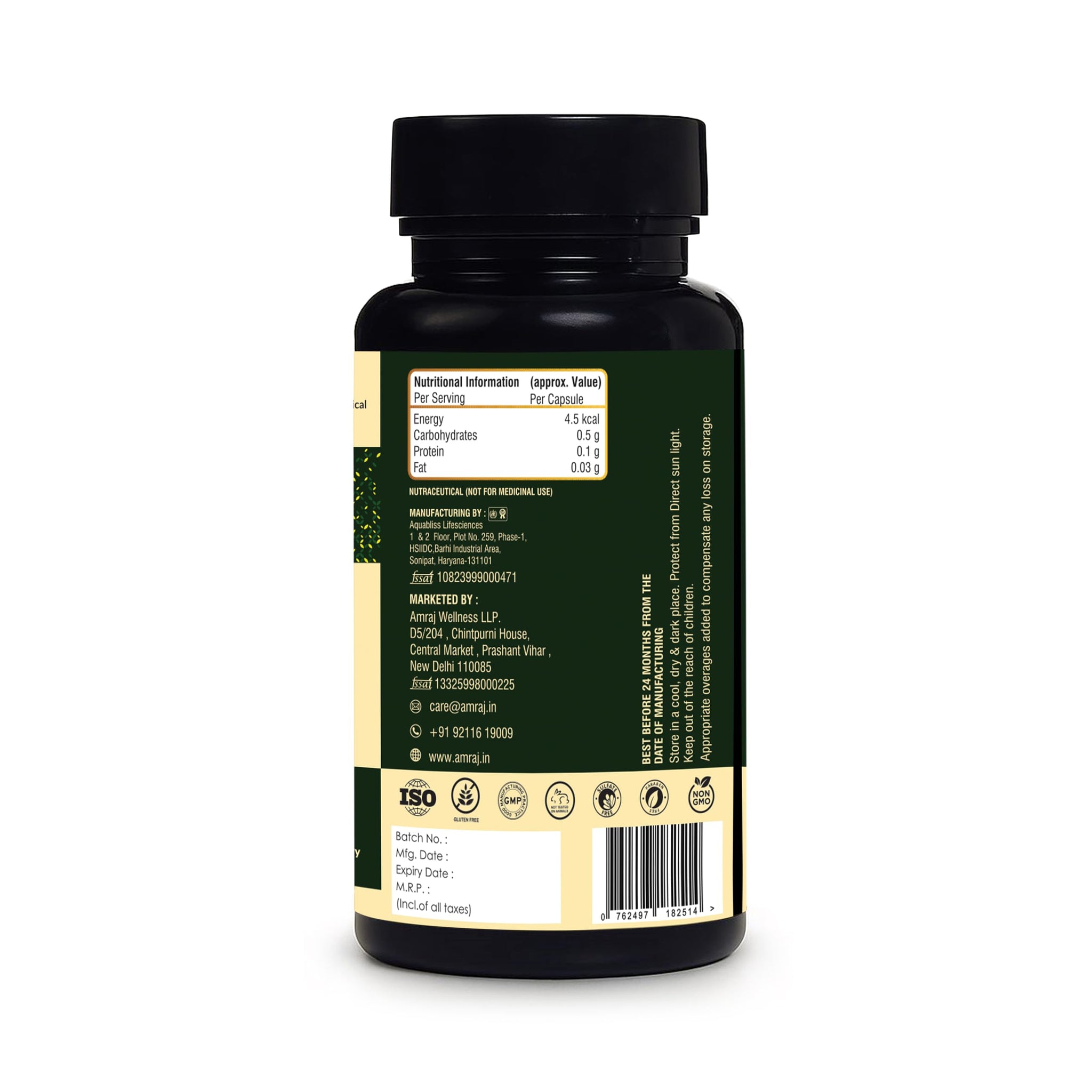AMRAJ Herbal Supplement Capsules with Saw Palmetto, Beta Sitosterol & Ayurvedic Herbs - packaging