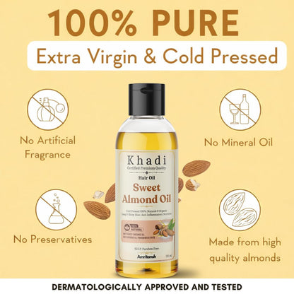 Amritansh Khadi Natural Hair Oil, Ayurvedic Herbal Oil for Women and Men, SLS & Paraben Free - back view (11)