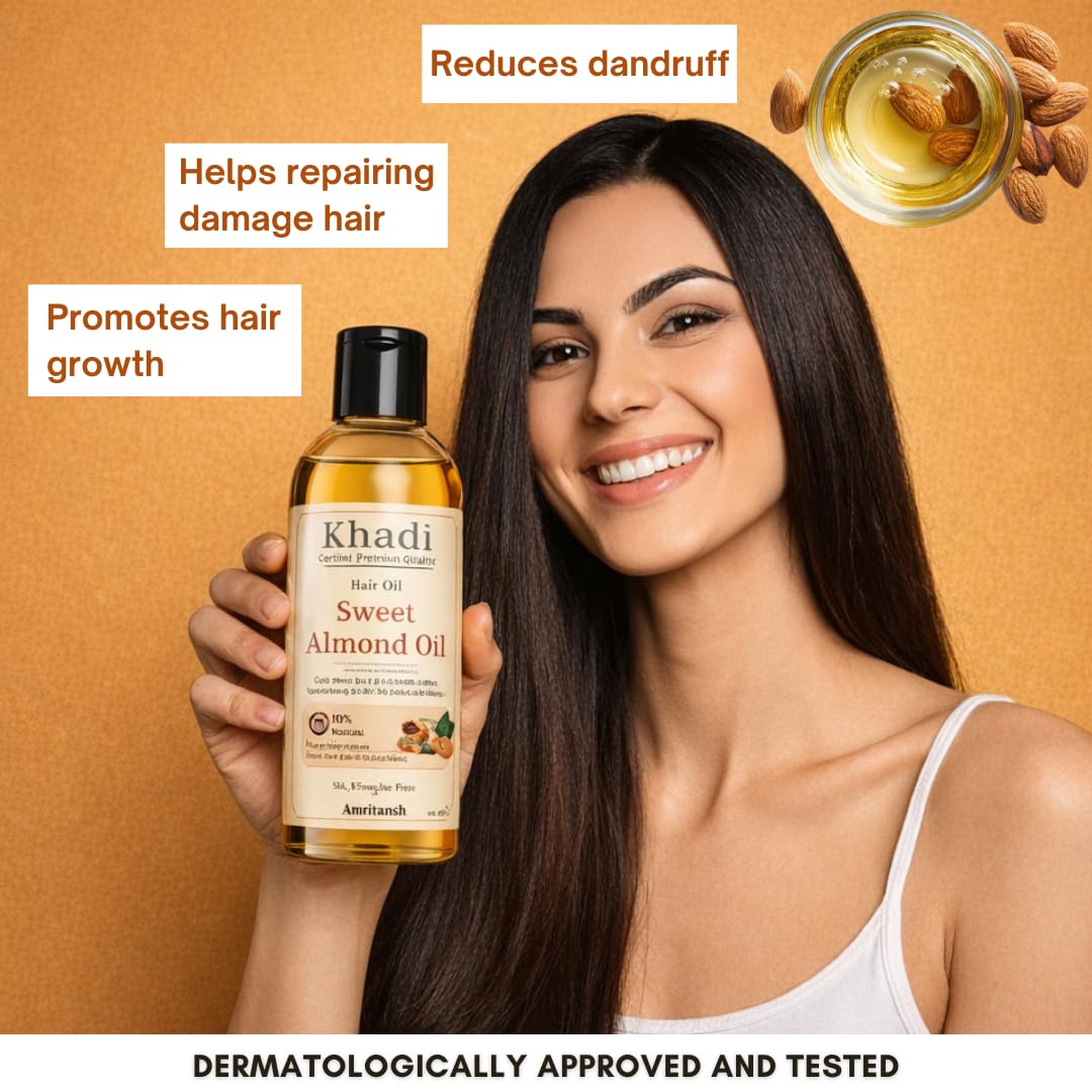 Amritansh Khadi Natural Hair Oil, Ayurvedic Herbal Oil for Women and Men, SLS & Paraben Free - packaging (12)