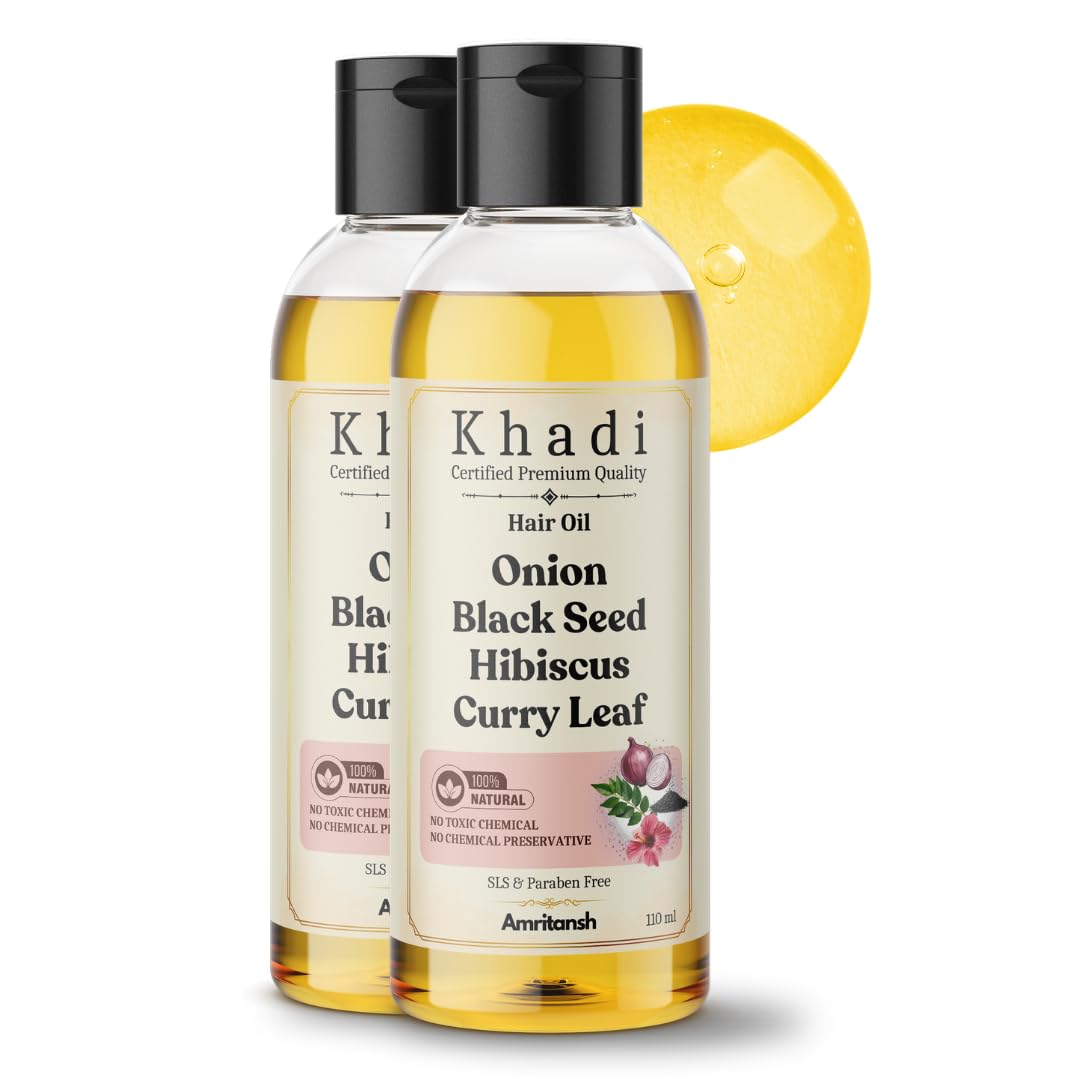 Amritansh Khadi Natural Hair Oil, Ayurvedic Herbal Oil for Women and Men, SLS & Paraben Free (8)