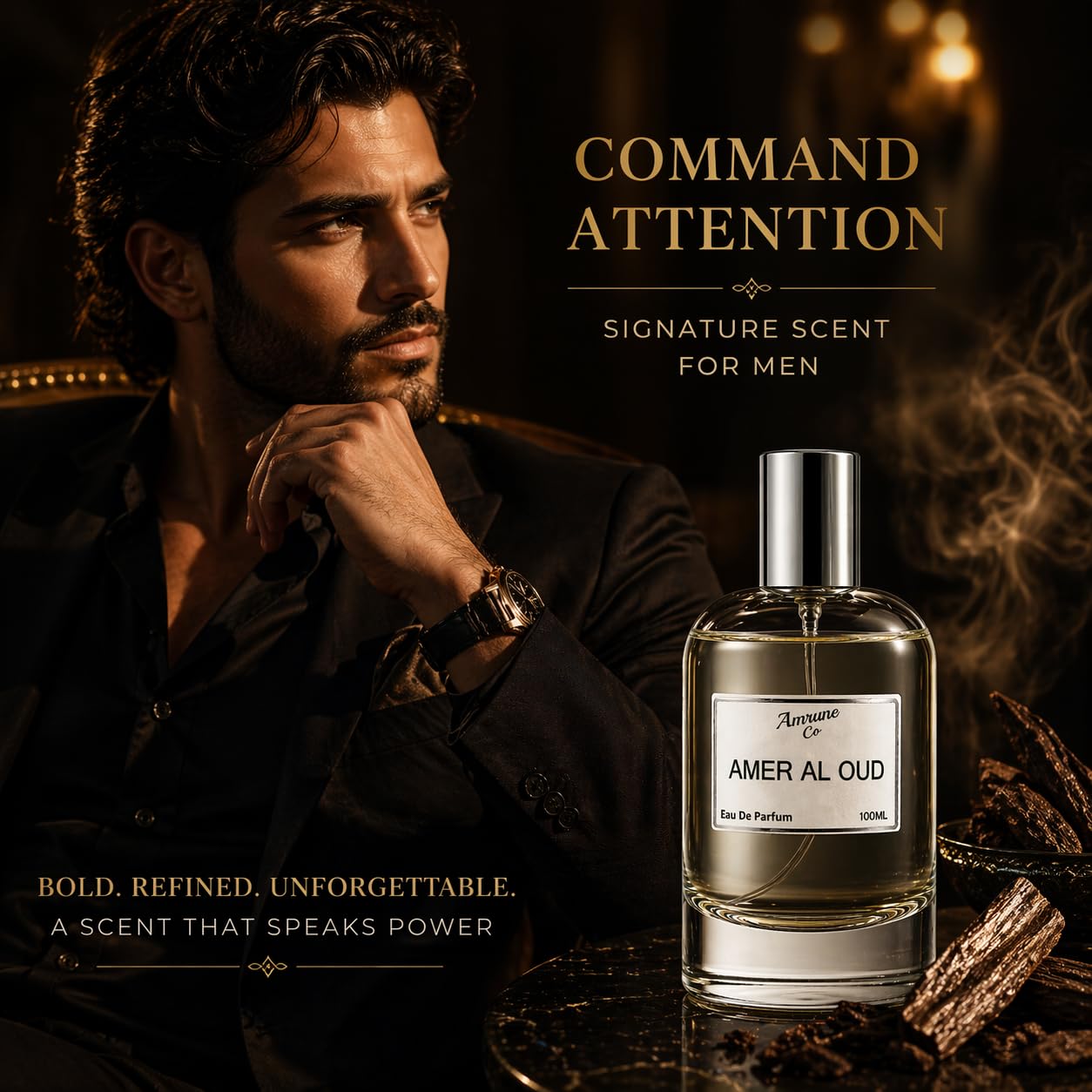 Amrune Co Eau de Parfum (EDP), 35% Fragrance Concentration, Adult Personal Fragrance - front view