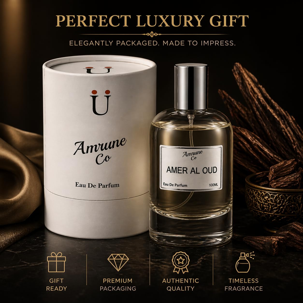 Amrune Co Eau de Parfum (EDP), 35% Fragrance Concentration, Adult Personal Fragrance - back view