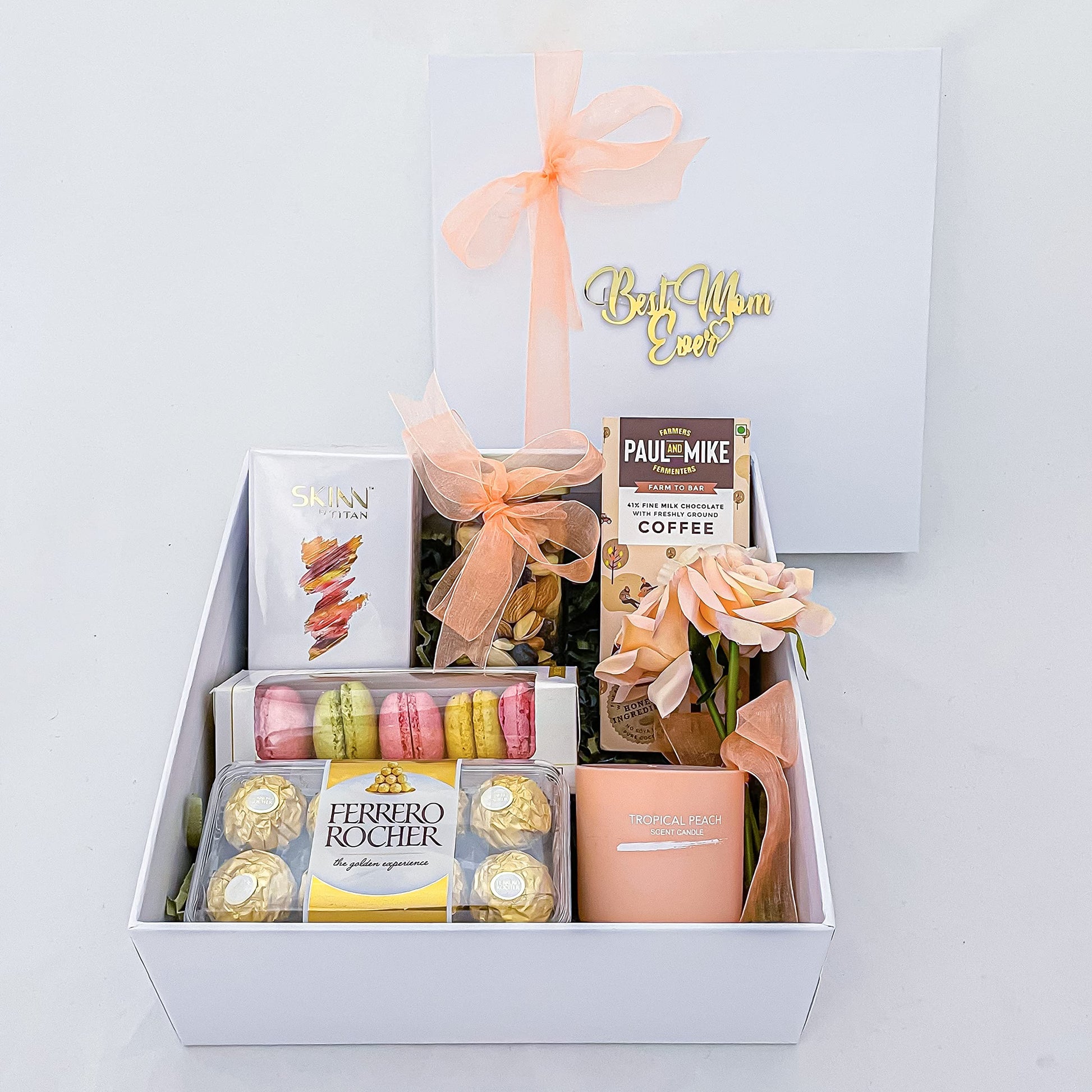 Angroos Birthday Gift Hamper with Titan Skinn Women 50ml, Chocolates, Artificial Flowers, 8 Items BIRGB101