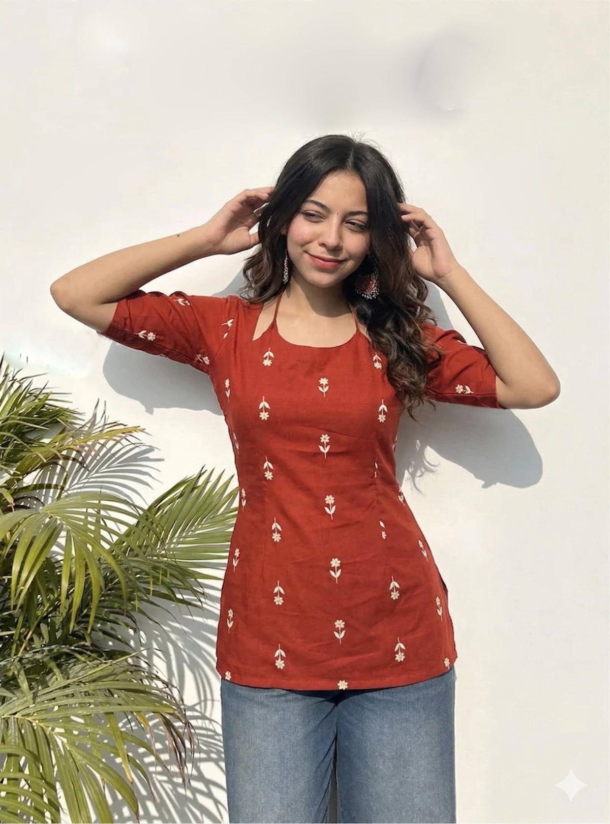 ANNI DESIGNER Women's Viscose Blend Short Printed Kurti, Regular Style, Elbow Sleeves - packaging (11)