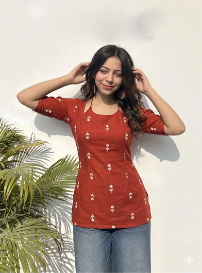 ANNI DESIGNER Women's Viscose Blend Short Printed Kurti, Regular Style, Elbow Sleeves - packaging (11)