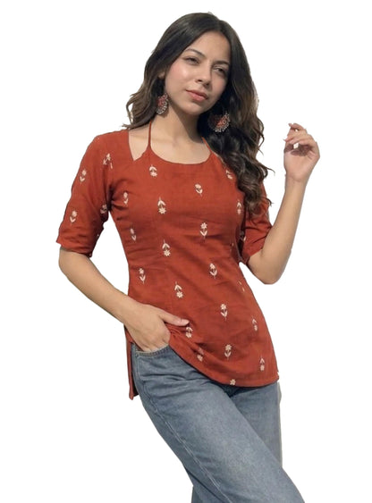 ANNI DESIGNER Women's Viscose Blend Short Printed Kurti, Regular Style, Elbow Sleeves (8)