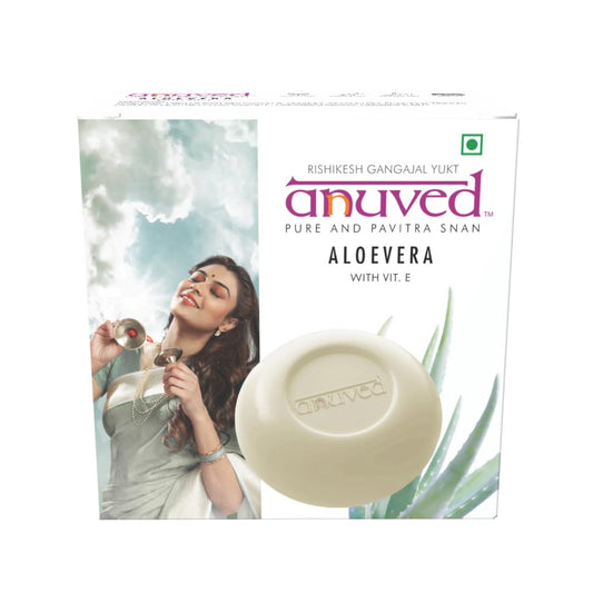 Anuved Aloe Vera + Vitamin E Bar Soap, 125g, Pack of 6, with Rishikesh Gangajal, Face and Body