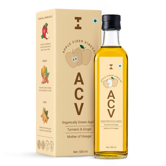 Apple Cider Vinegar with Mother 500ml | Glass Bottle | With Ginger & Turmeric | Organically Growth Apples from Himachal