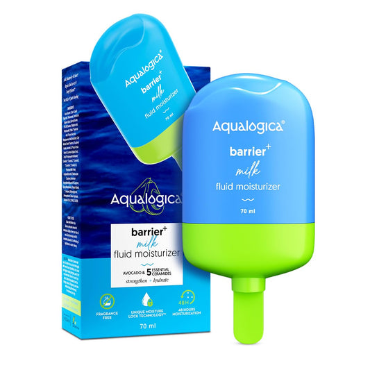 Aqualogica 5 Barrier+ Milk Fluid Moisturizer, 70ml, with Avocado & Ceramides, Fragrance-Free Light Texture