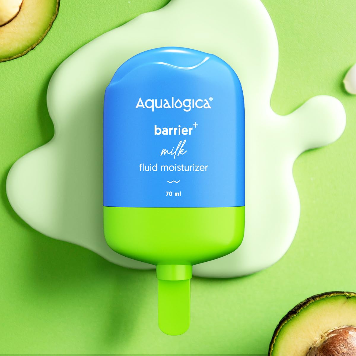 Aqualogica 5 Barrier+ Milk Fluid Moisturizer, 70ml, with Avocado & Ceramides, Fragrance-Free Light Texture - front view