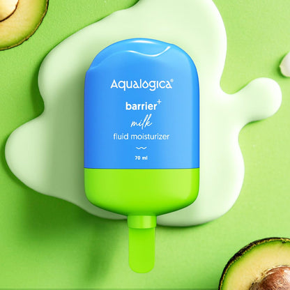 Aqualogica 5 Barrier+ Milk Fluid Moisturizer, 70ml, with Avocado & Ceramides, Fragrance-Free Light Texture - front view