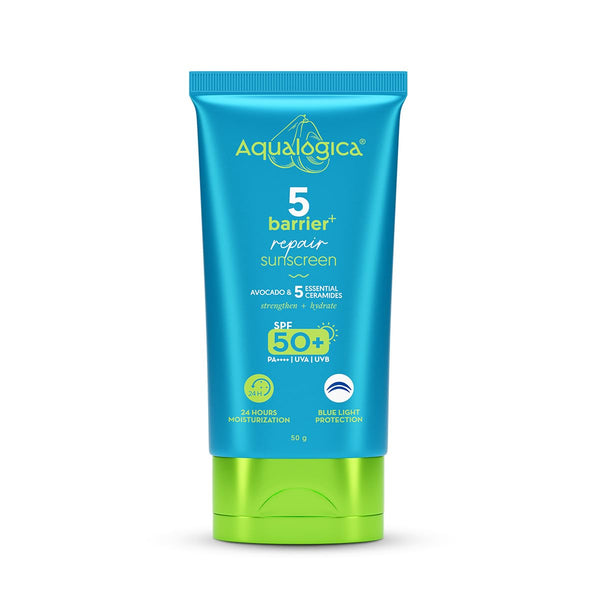 Aqualogica 5 Barrier+ Repair Sunscreen SPF 50 PA++++ Fragrance Free with Avocado & Ceramides