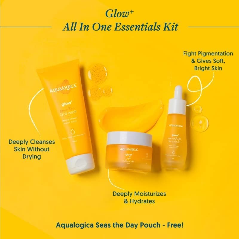Aqualogica All In One Essentials Kit, 3-Piece Face Wash, Serum & Moisturizer Set, 100g/30ml/50g - packaging