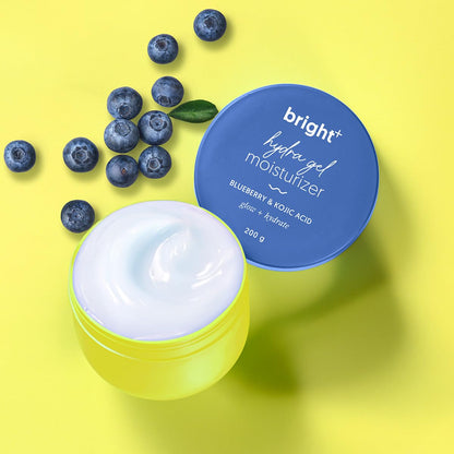 Aqualogica Bright+ Hydra Gel Moisturizer with Blueberry & Kojic Acid, 200g - front view