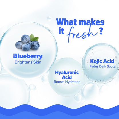 Aqualogica Bright+ Hydra Gel Moisturizer with Blueberry & Kojic Acid, 200g - label detail