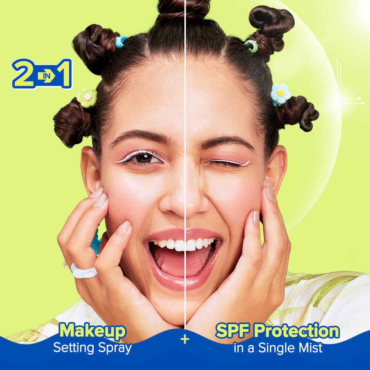 Aqualogica Bright+ Makeup-Set Sunscreen Mist SPF 50+ PA++++, 80ml, Ultra-Fine Spray, with Blueberry & Kojic Acid - front view