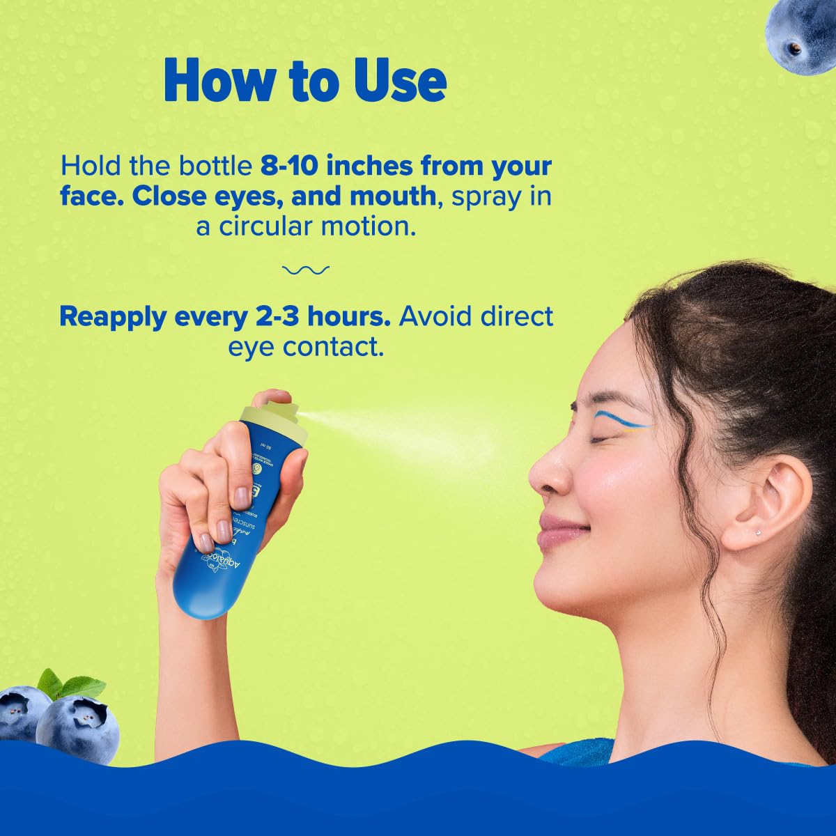 Aqualogica Bright+ Makeup-Set Sunscreen Mist SPF 50+ PA++++, 80ml, Ultra-Fine Spray, with Blueberry & Kojic Acid - close-up d