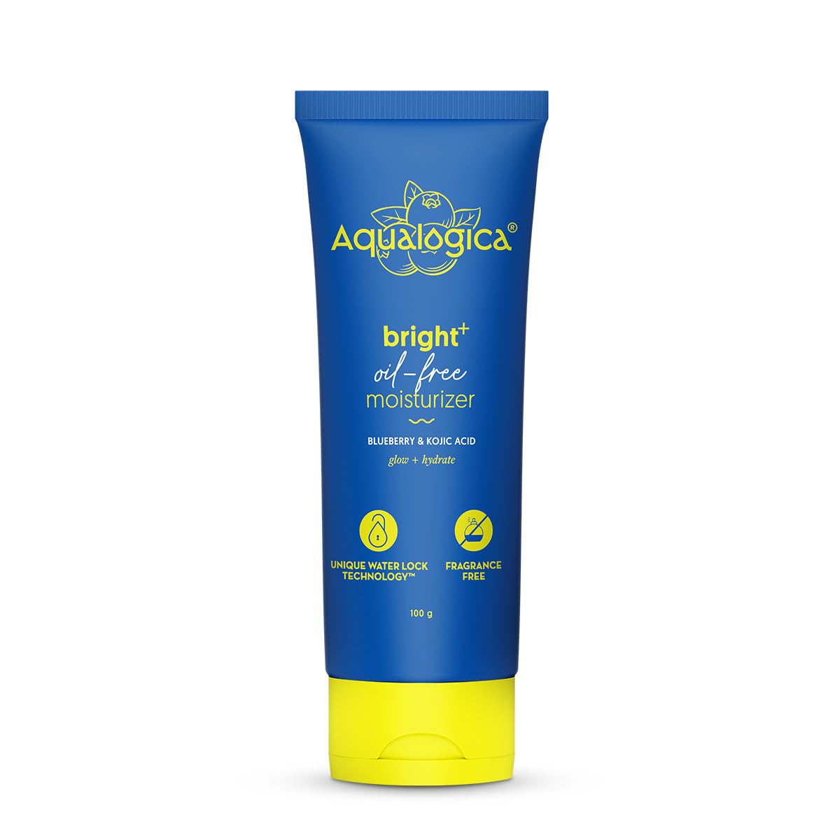 Aqualogica Bright+ Oil-Free Moisturizer with Blueberry & Kojic Acid, 100g, Lightweight Non-Greasy Formula for All Skin Types