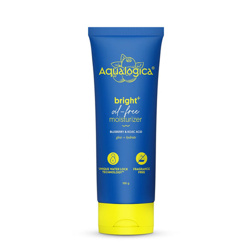 Aqualogica Bright+ Oil-Free Moisturizer with Blueberry & Kojic Acid, 100g, Lightweight Non-Greasy Formula for All Skin Types