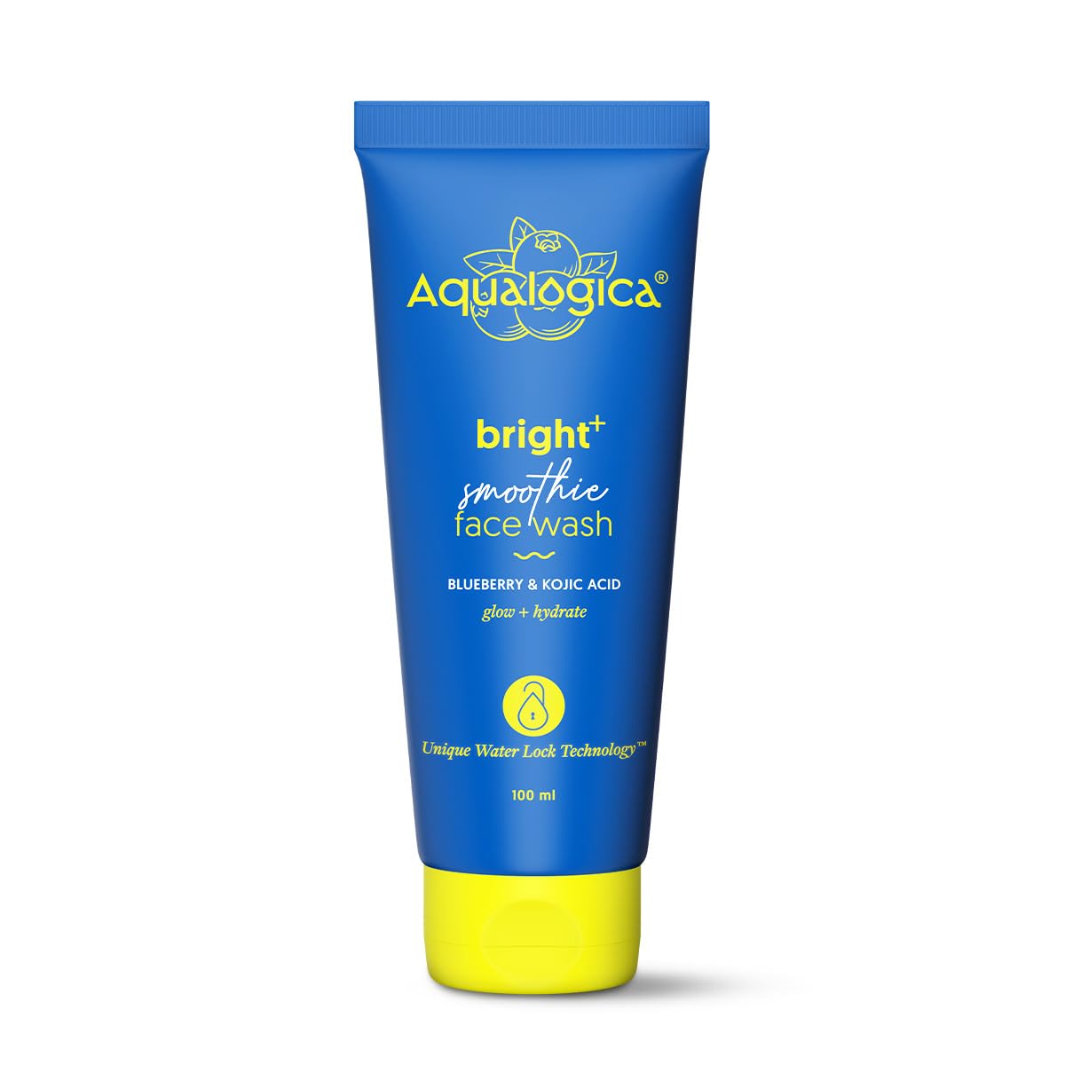 Aqualogica Bright+ Smoothie Face Wash, 100ml, with Blueberry, Kojic Acid, AHAs & BHAs, for All Skin Types